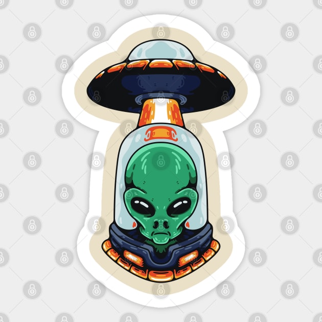 alien ufo abduction Sticker by Mako Design 